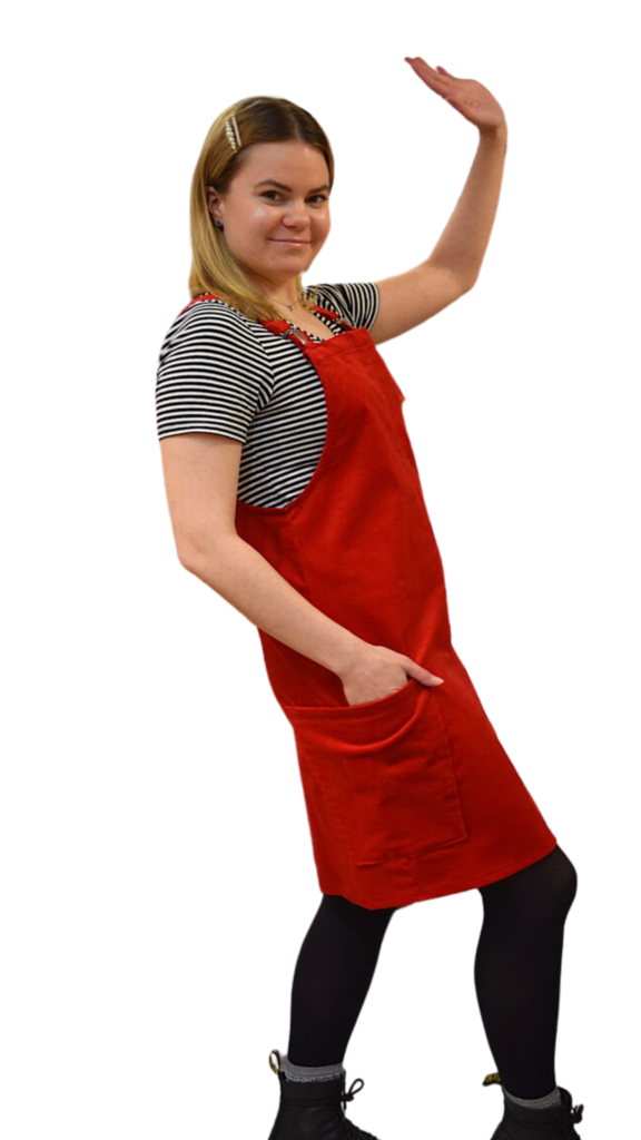 Punainen vakosamettinen liivimekko