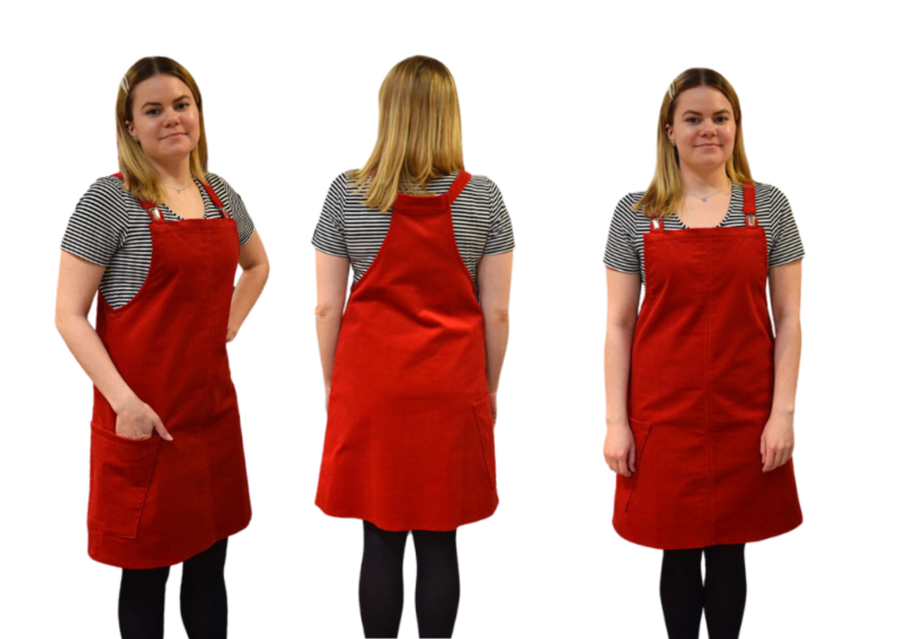 Punainen vakosamettinen liivimekko
